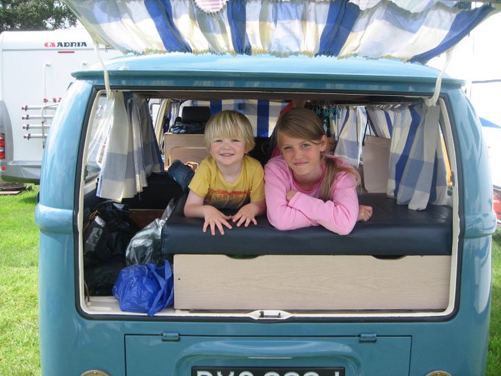 kids in festival campervan 