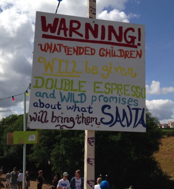 Unattended children sign, Nozstock 2015