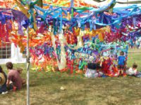 Kids Area rainbow woven gazebo at Cornbury