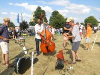buskers with double bass at Cornbury