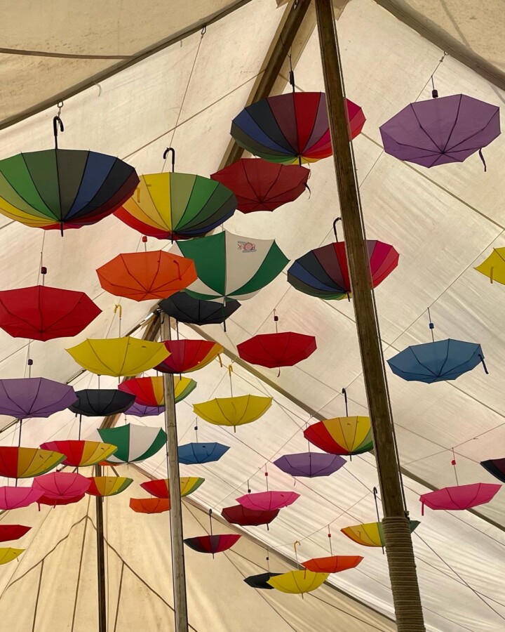 Umbrella decoration in bar